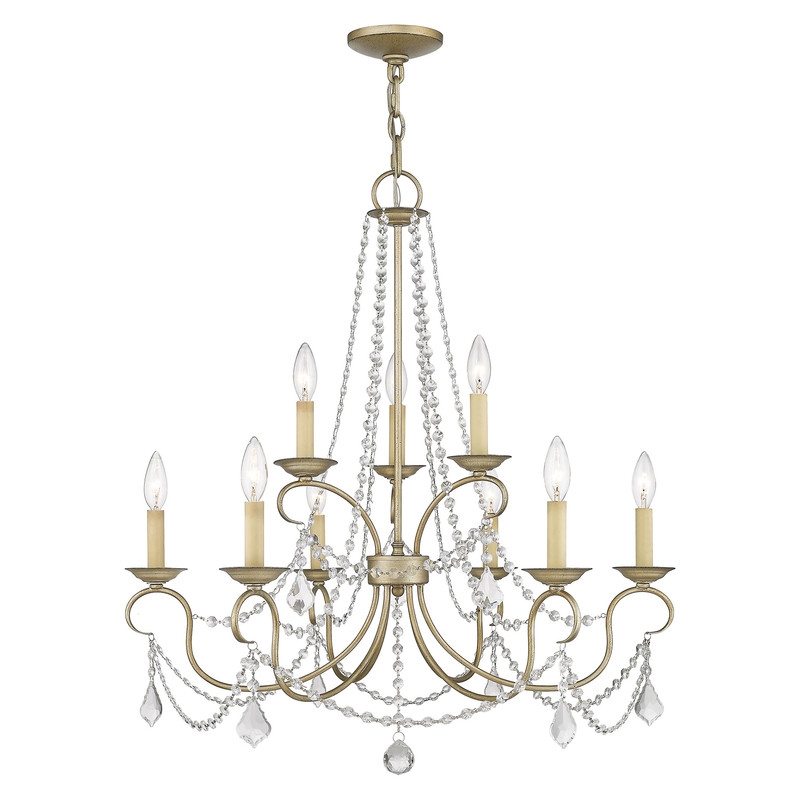 Livex Lighting Pennington Chandelier in Hand Painted Antique Silver Leaf