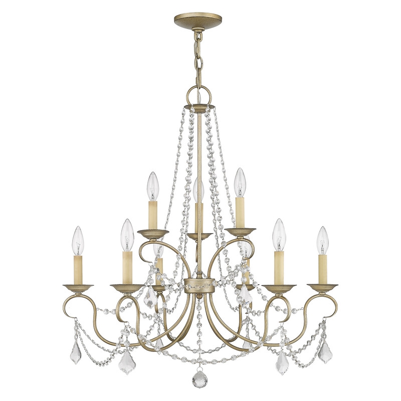 Livex Lighting Pennington Chandelier in Hand Painted Antique Silver Leaf