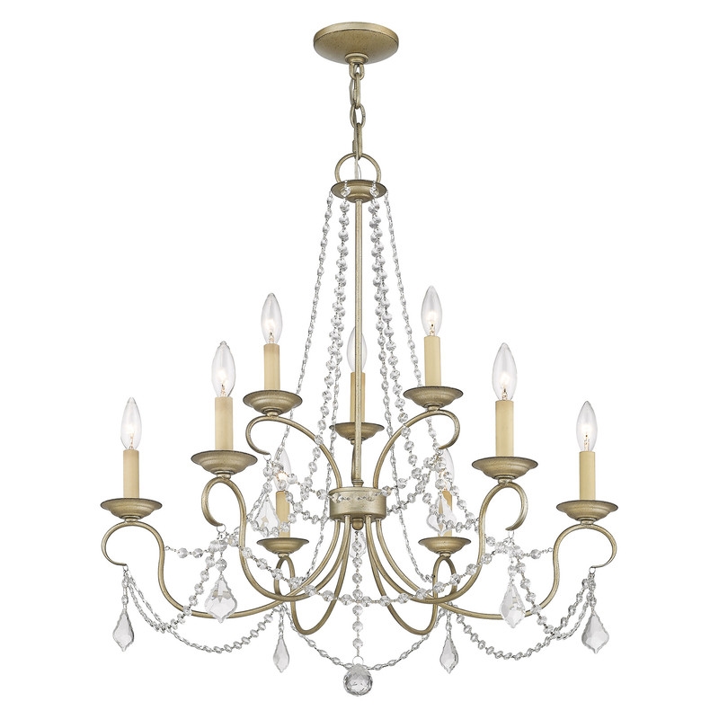 Livex Lighting Pennington Chandelier in Hand Painted Antique Silver Leaf