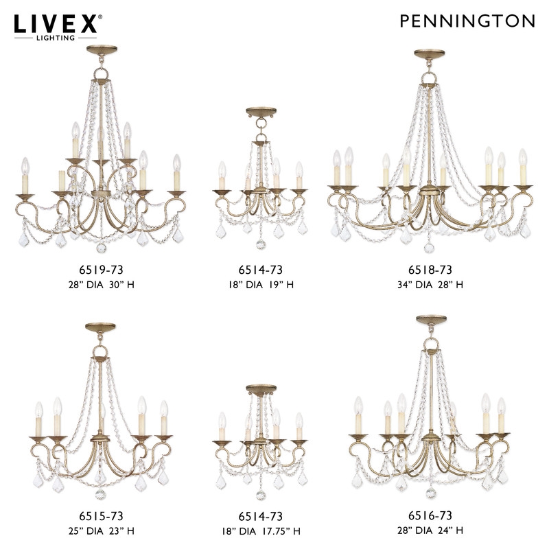 Livex Lighting Pennington Chandelier in Hand Painted Antique Silver Leaf