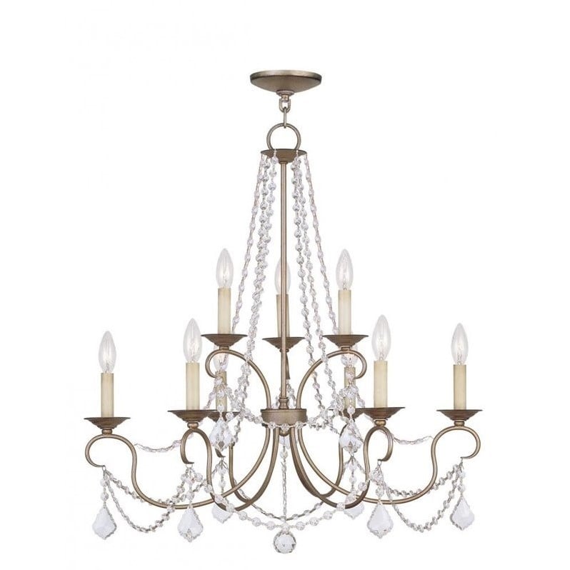Livex Lighting Pennington Chandelier in Hand Painted Antique Silver Leaf