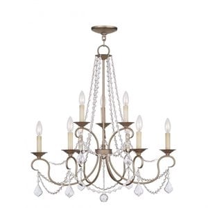 Livex Lighting Pennington Chandelier in Hand Painted Antique Silver Leaf