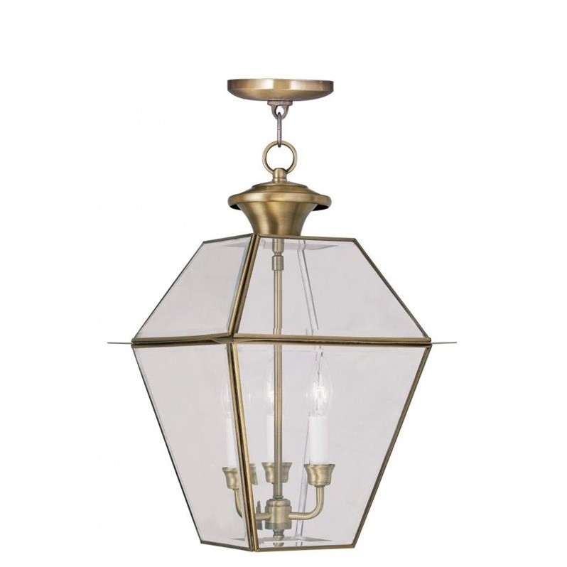 Livex Lighting Westover Outdoor Chain Hang in Antique Brass