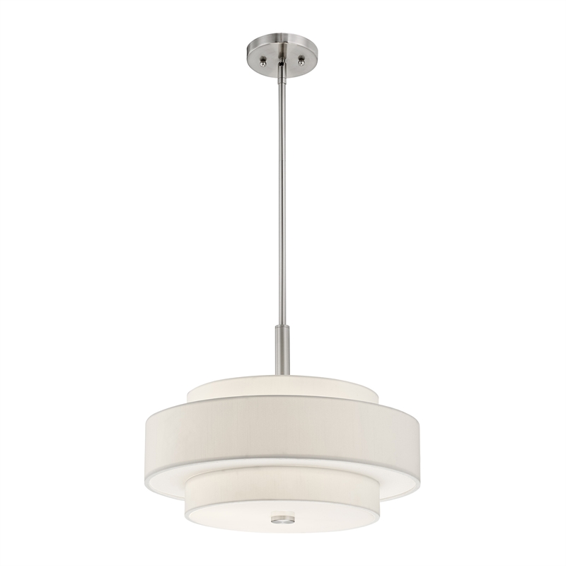 Livex Lighting Meridian 4-Light Metal & Fabric Pendant in Brushed Nickel