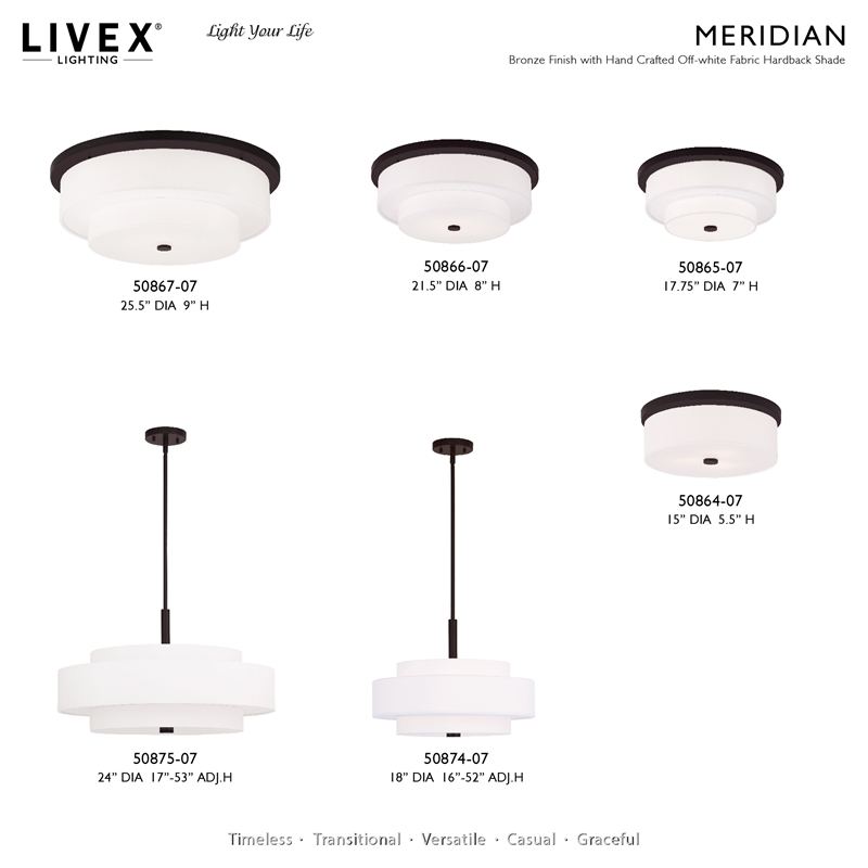 Livex Lighting Meridian 5-Light Metal & Fabric Pendant in Bronze