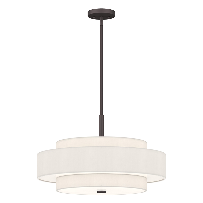 Livex Lighting Meridian 5-Light Metal & Fabric Pendant in Bronze