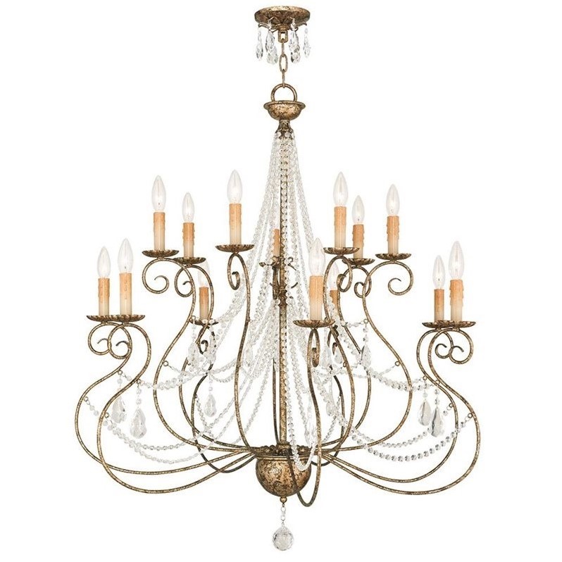 Livex Lighting Isabella Foyer Chandelier in Hand Applied European Bronze