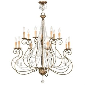 Livex Lighting Isabella Foyer Chandelier in Hand Applied European Bronze