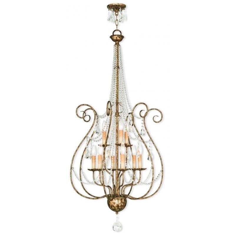 Livex Lighting Isabella Foyer Chandelier in Hand Applied European Bronze