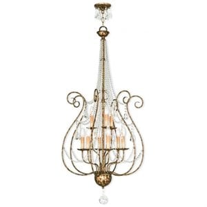 Livex Lighting Isabella Foyer Chandelier in Hand Applied European Bronze