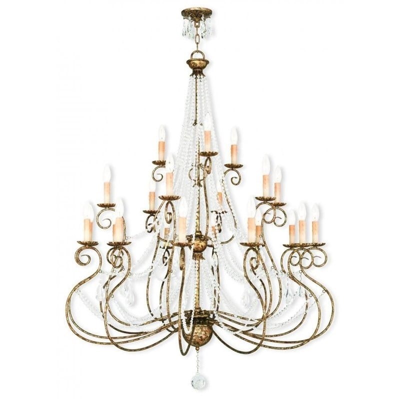 Livex Lighting Isabella Foyer Chandelier in Hand Applied European Bronze