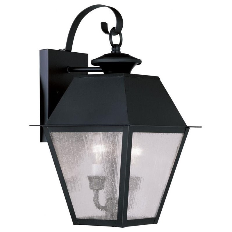 Livex Lighting Mansfield 2 Light Outdoor Wall Lantern in Black