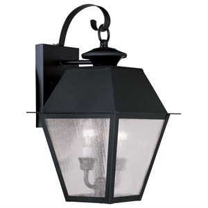Livex Lighting Mansfield 2 Light Outdoor Wall Lantern in Black