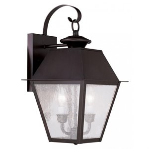 Livex Lighting Mansfield 2 Light Outdoor Wall Lantern in Bronze