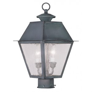 Livex Lighting Mansfield 2 Light Outdoor Post Head in Charcoal