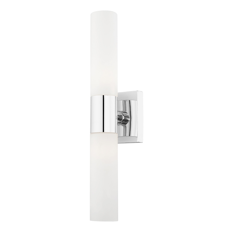 Livex Lighting Aero 2-Light Twist Lock Glass/Metal Bath Light in Polished Chrome
