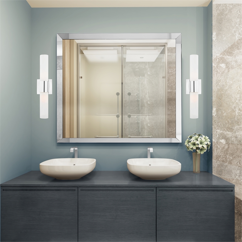 Livex Lighting Aero 2-Light Twist Lock Glass/Metal Bath Light in Polished Chrome