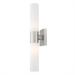Livex Lighting Aero 2-Light Twist Lock Glass/Metal Bath Light in Brushed Nickel
