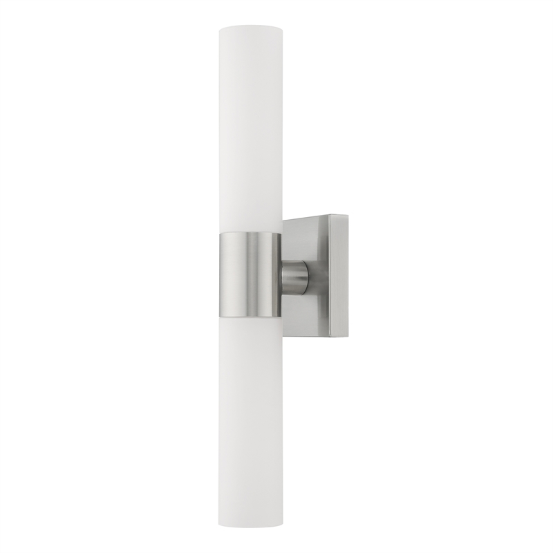 Livex Lighting Aero 2-Light Twist Lock Glass/Metal Bath Light in Brushed Nickel