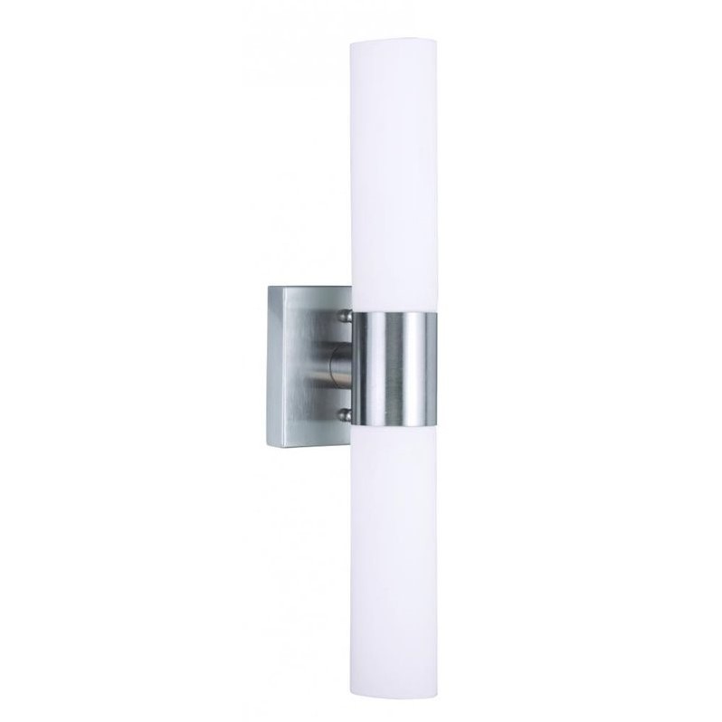 Livex Lighting Aero 2-Light Twist Lock Glass/Metal Bath Light in Brushed Nickel
