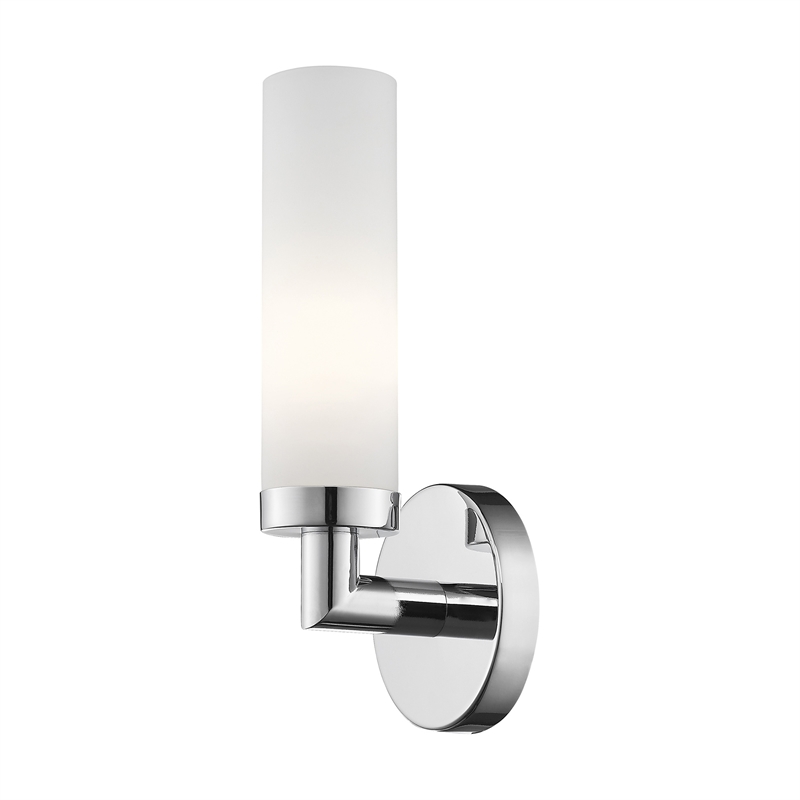 Livex Lighting Aero 1-Light White Metal Single Wall Sconce in Polished Chrome