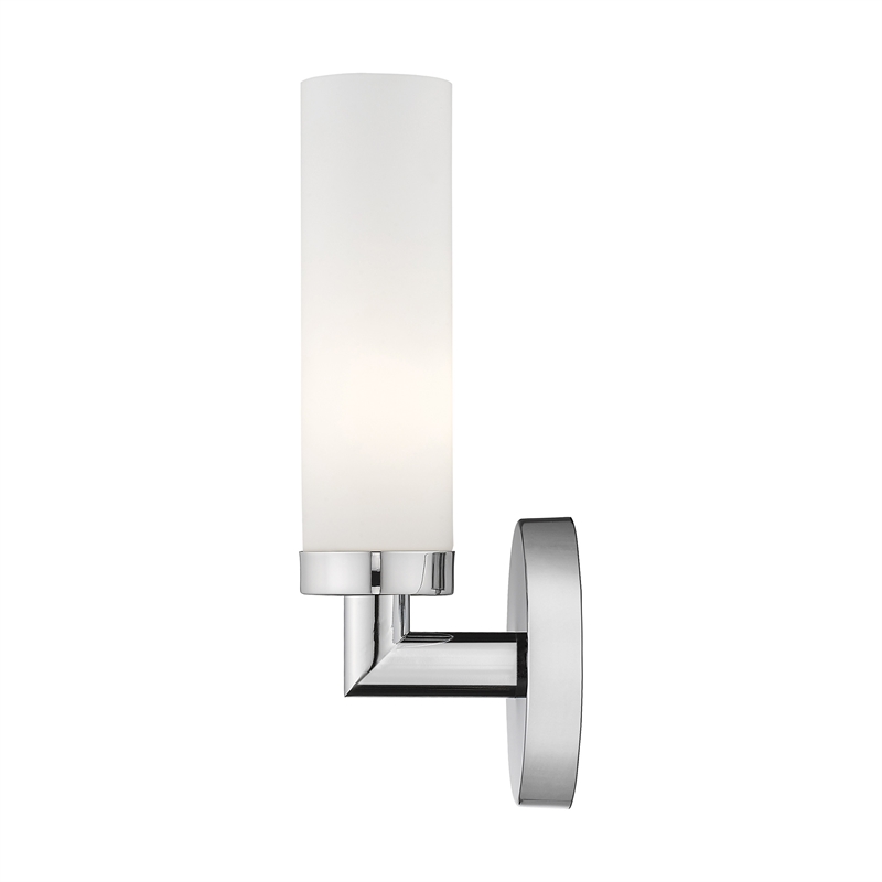Livex Lighting Aero 1-Light White Metal Single Wall Sconce in Polished Chrome