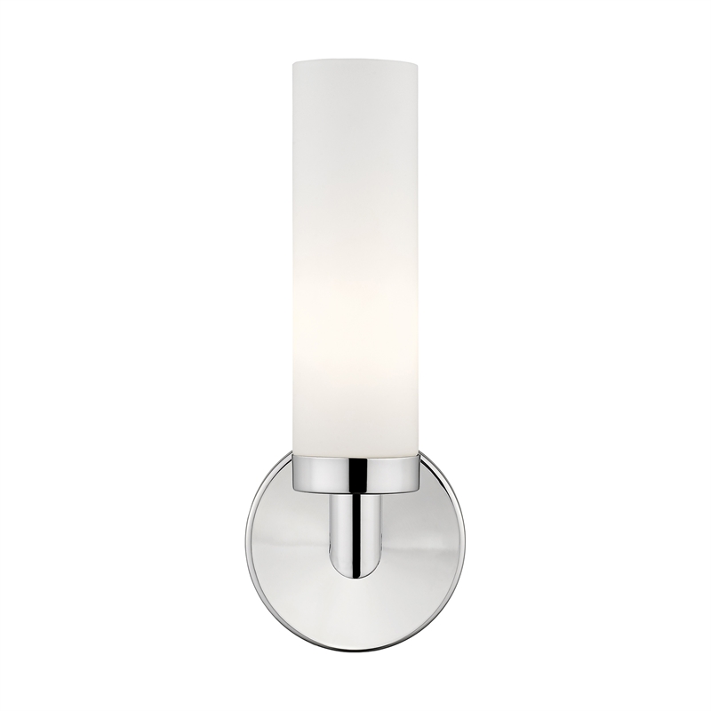 Livex Lighting Aero 1-Light White Metal Single Wall Sconce in Polished Chrome