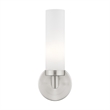 Livex Lighting Aero 1-Light White Metal Single Wall Sconce in Brushed Nickel