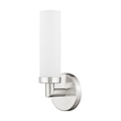 Livex Lighting Aero 1-Light White Metal Single Wall Sconce in Brushed Nickel