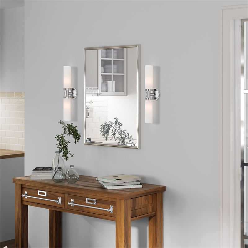 Livex Lighting Aero 2-Light Glass & Metal Bath Light in Polished Chrome