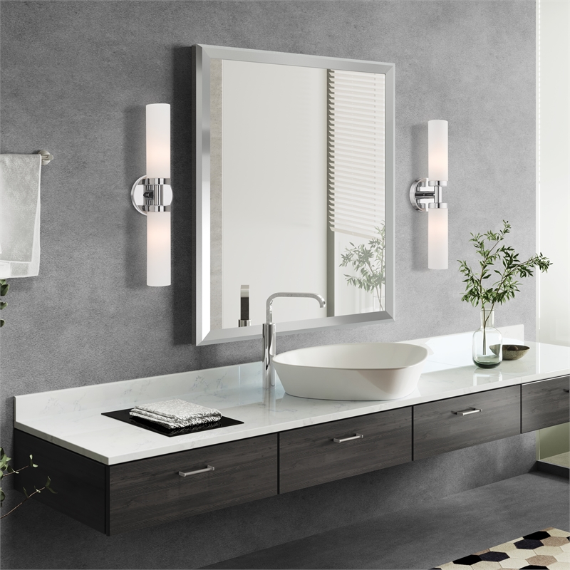 Livex Lighting Aero 2-Light Glass & Metal Bath Light in Polished Chrome