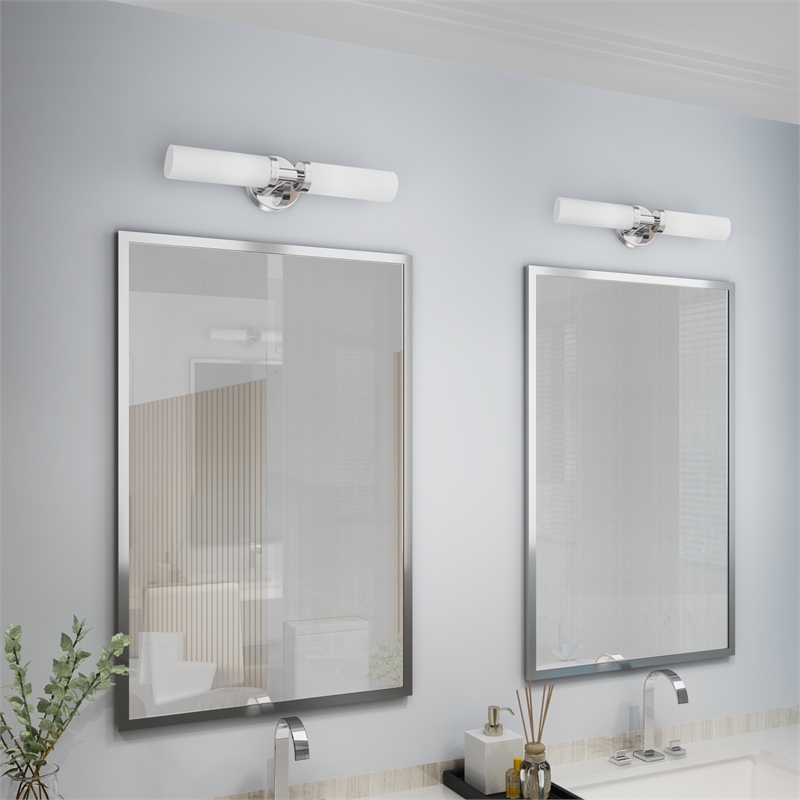 Livex Lighting Aero 2-Light Glass & Metal Bath Light in Polished Chrome