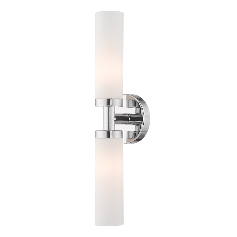 Livex Lighting Aero 2-Light Glass & Metal Bath Light in Polished Chrome
