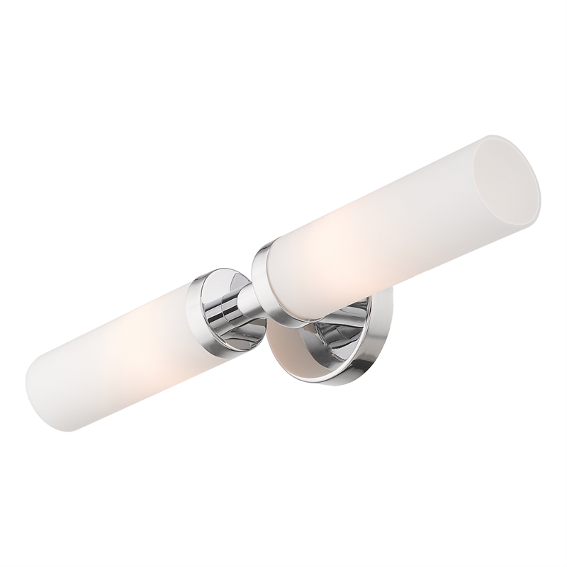 Livex Lighting Aero 2-Light Glass & Metal Bath Light in Polished Chrome