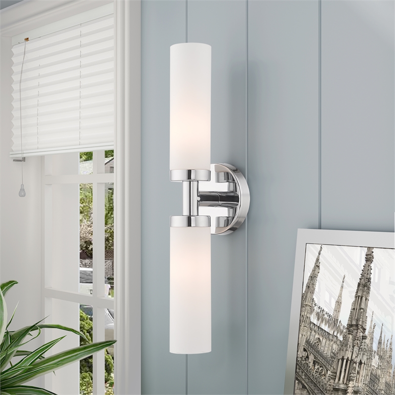 Livex Lighting Aero 2-Light Glass & Metal Bath Light in Polished Chrome