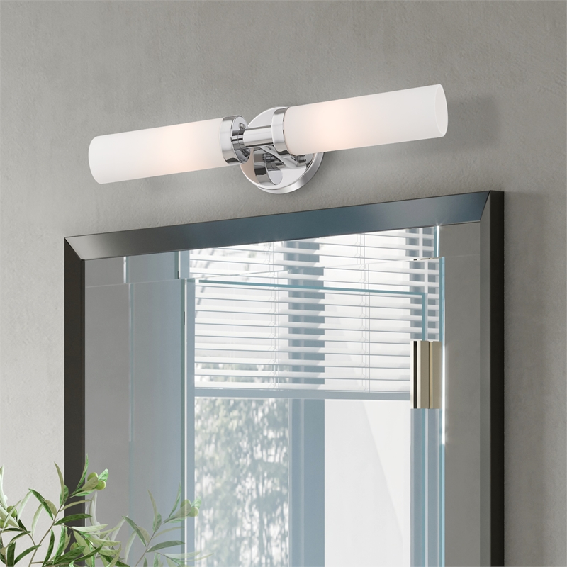 Livex Lighting Aero 2-Light Glass & Metal Bath Light in Polished Chrome