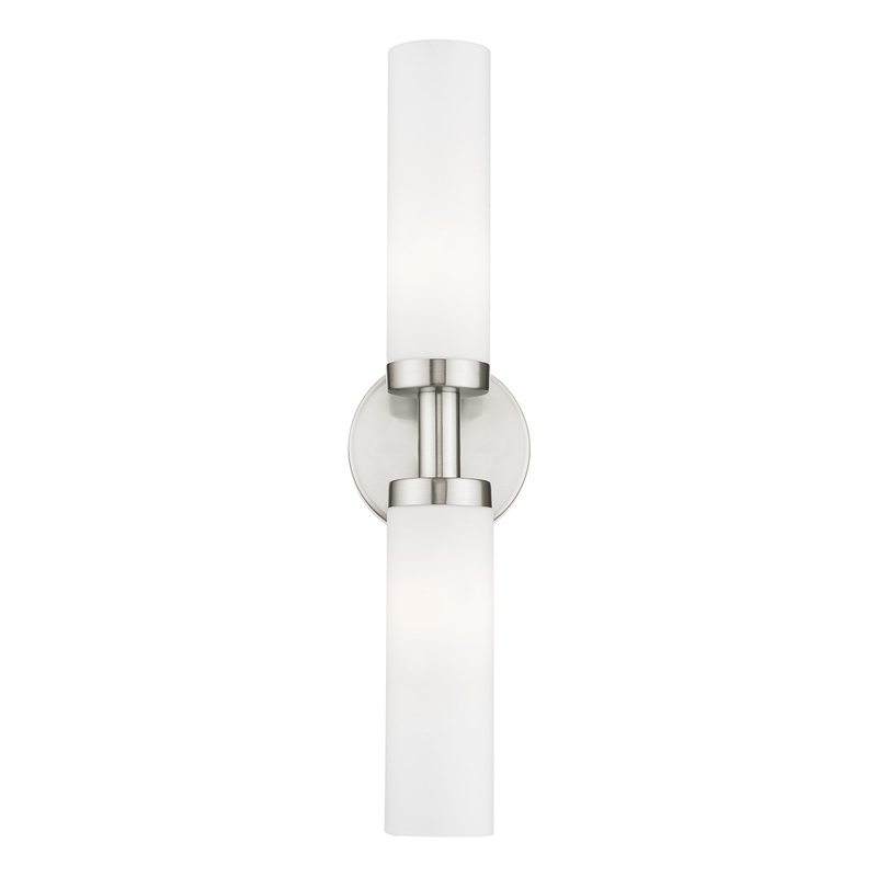 Livex Lighting Aero 2-Light Glass & Metal Bath Light in Brushed Nickel