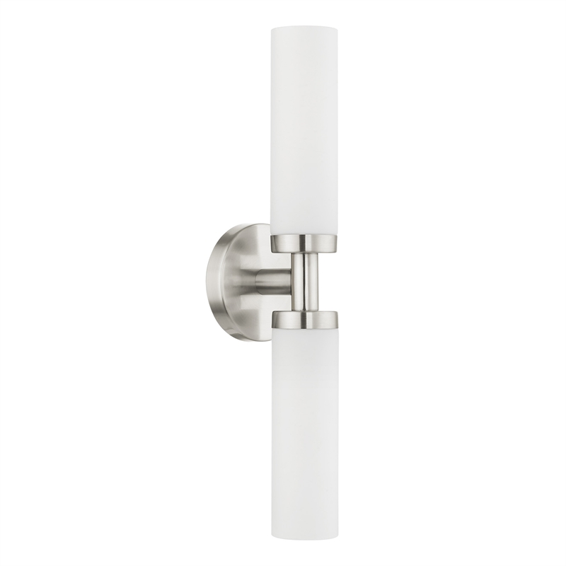 Livex Lighting Aero 2-Light Glass & Metal Bath Light in Brushed Nickel