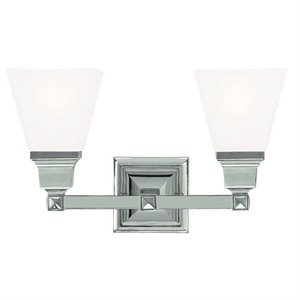 livex lighting mission 2 bath light in polished nickel