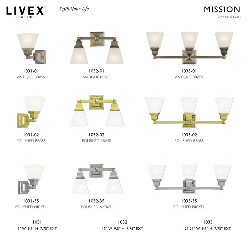 Livex Lighting Mission 3 Bath Light in Polished Brass