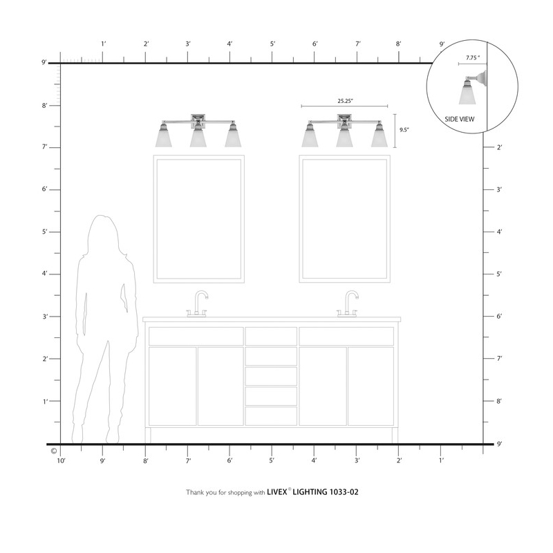 Livex Lighting Mission 3 Bath Light in Polished Brass