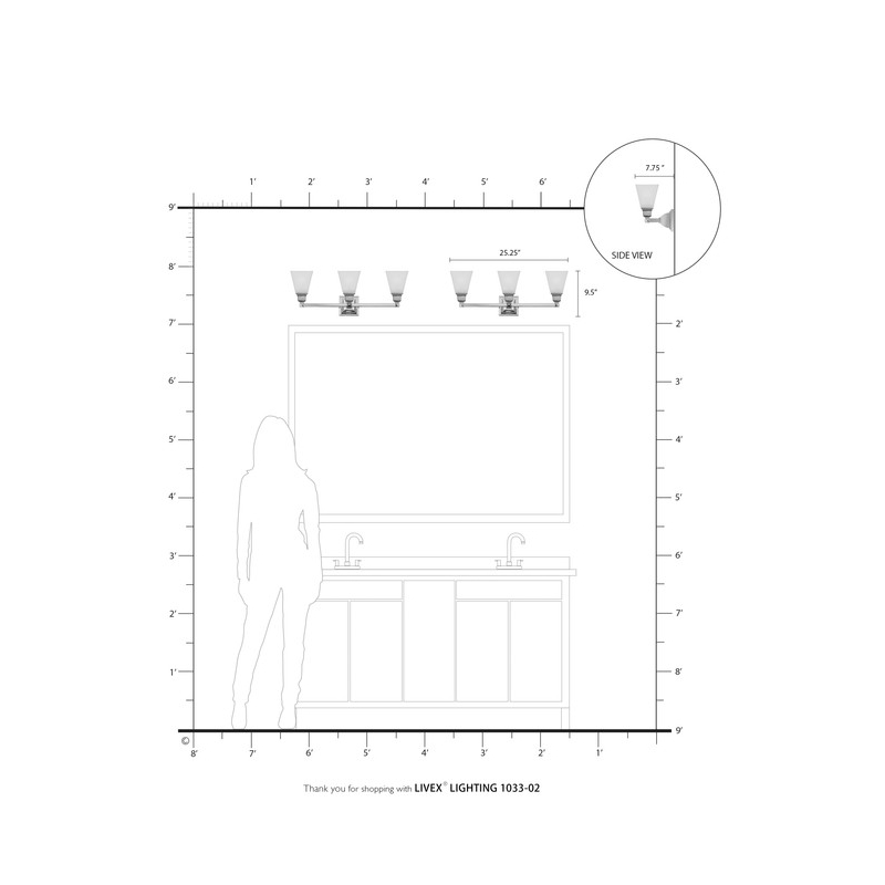 Livex Lighting Mission 3 Bath Light in Polished Brass
