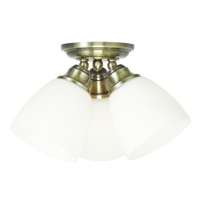 Livex Lighting Somerville Ceiling Mount in Antique Brass