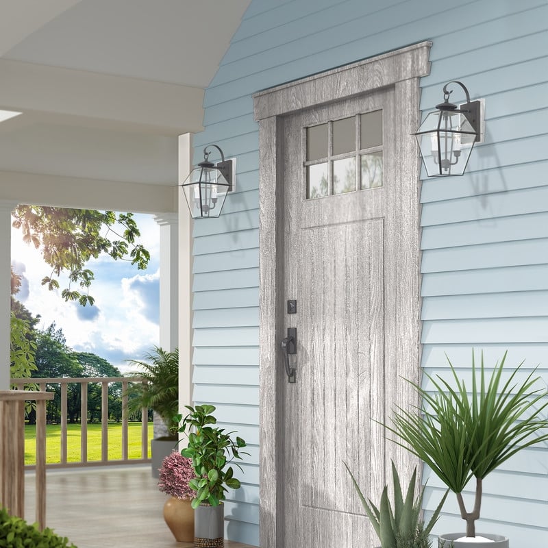 Livex Lighting Westover 2 Light Outdoor Wall Lantern in Charcoal