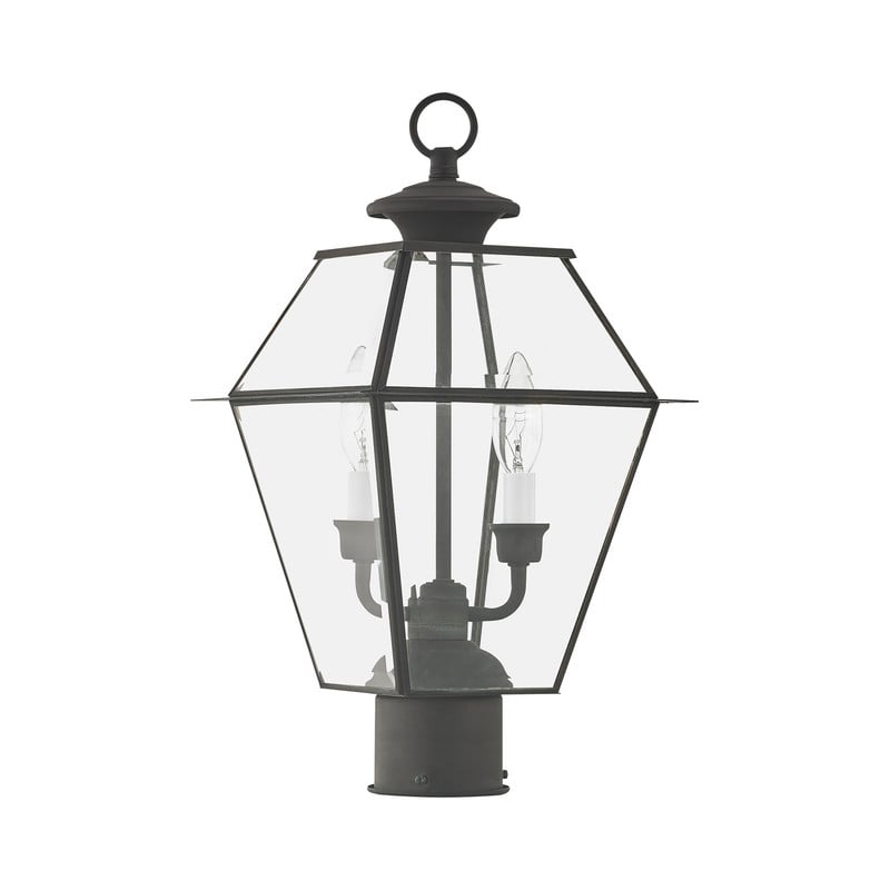Livex Lighting Westover 2 Light Outdoor Post Lantern in Charcoal