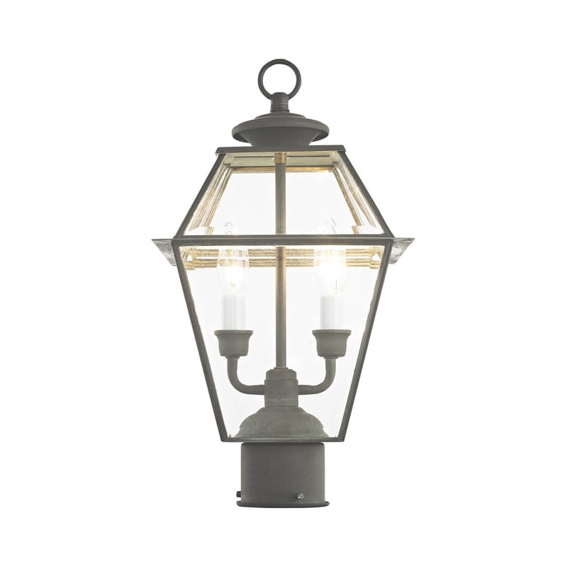 Livex Lighting Westover 2 Light Outdoor Post Lantern in Charcoal