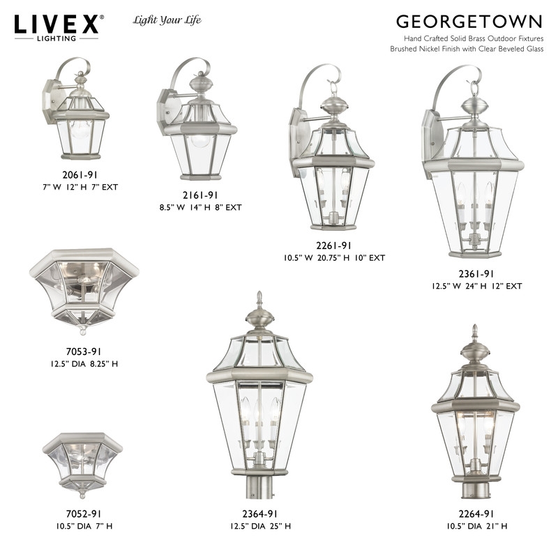 Livex Lighting Georgetown Outdoor Post Lantern in Brushed Nickel
