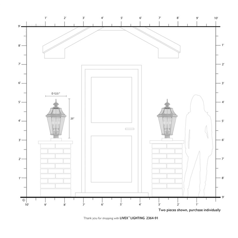 Livex Lighting Georgetown Outdoor Post Lantern in Brushed Nickel