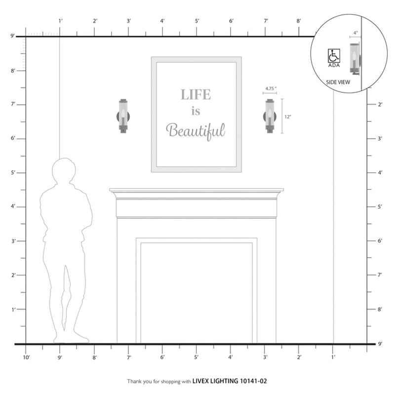 Livex Lighting Castleton 1 ADA Wall Sconce in Polished Brass