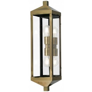 Livex Lighting Nyack 2 Light Outdoor Wall Lantern in Antique Brass